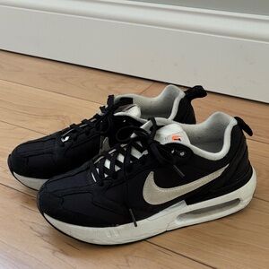 Nike Air Black Sneakers with Cream Swoosh Boys Size 4.5
